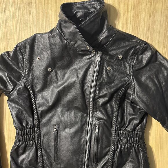 Viking Cycle Black leather Motorcycle Biker Jacket  Unisex’s 4XL Vintage Y2K - Picture 6 of 16